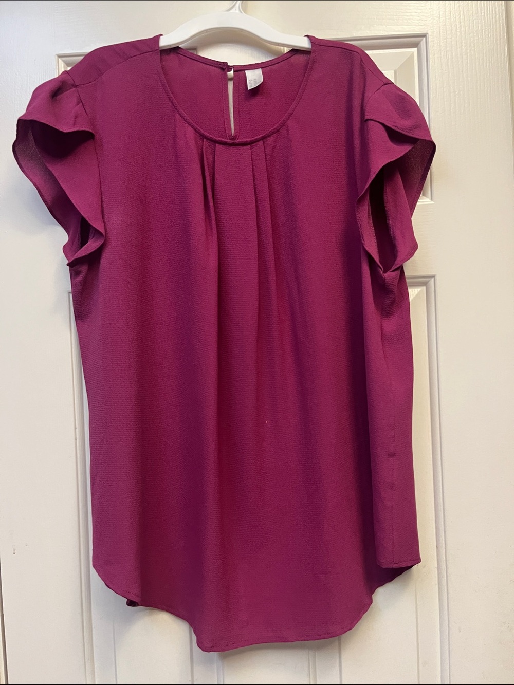 Cerise Flutter Sleeve Blouse XXL